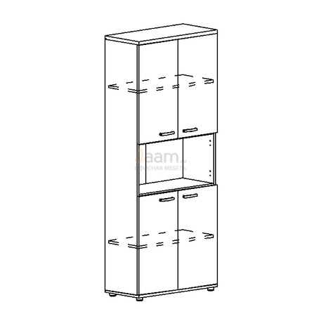 Мебель для персонала Офисный шкаф для документов 4-дверный с открытой нишей А4 9374