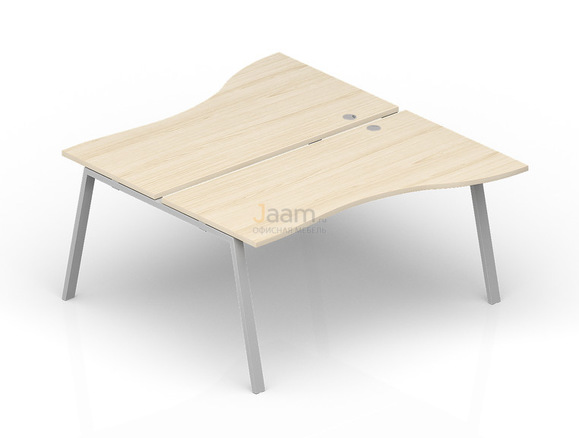 Мебель для персонала Составной стол на 2 рабочих места "Волна" (2 громмета) AR2TG149V