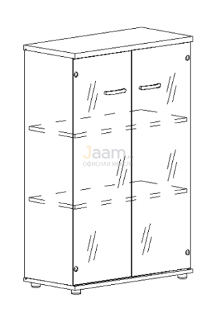 Мебель для персонала Шкаф средний со стеклом 9366 БП